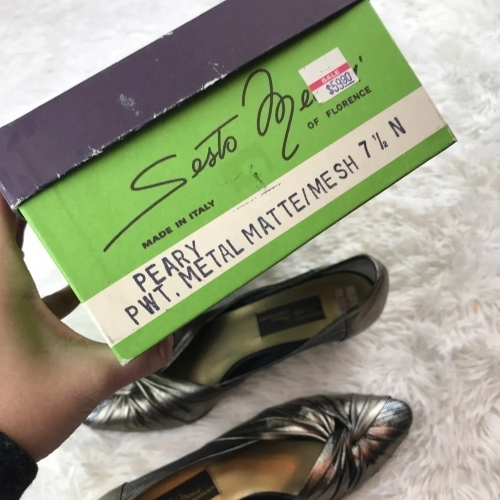 Vintage Sesto Meucci Italian Metallic Heels